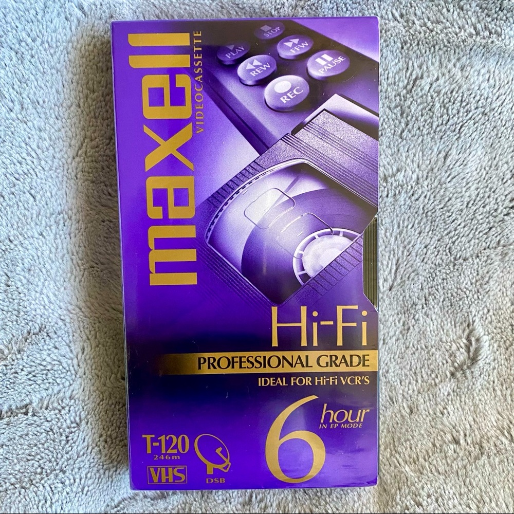 Maxell T-120 Hi-Fi VHS Professional Grade 6 Hour Blank‎ Videocassette Sealed